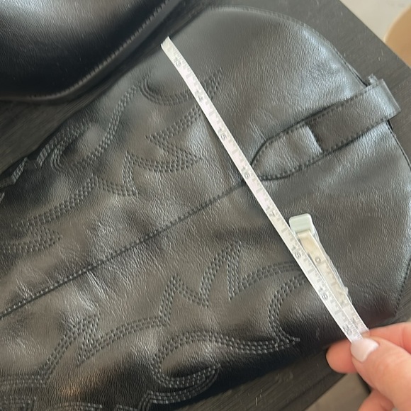 Western Faux Leather Black Tall Cowboy Boots Sz 9.5 - Picture 15 of 16